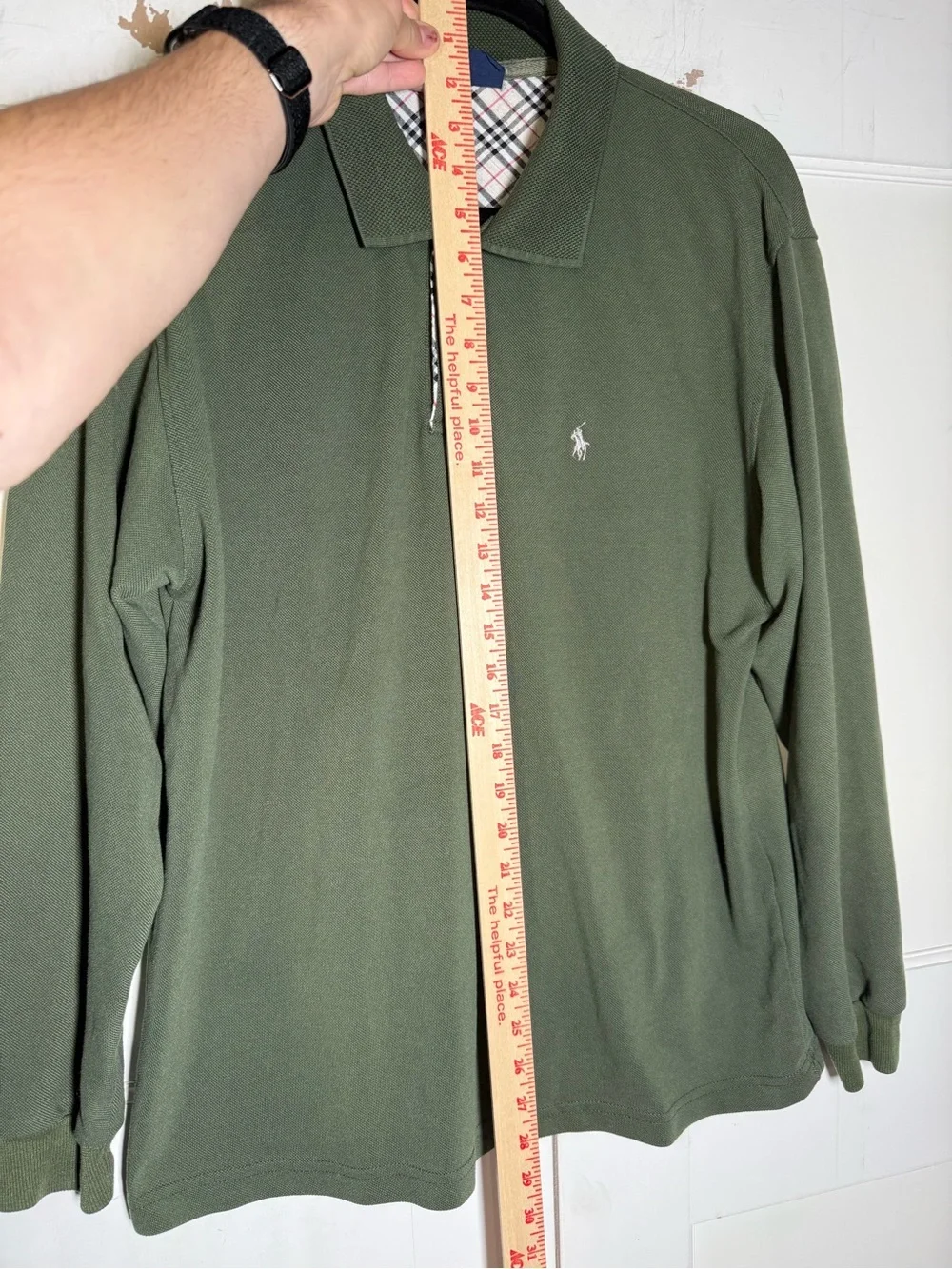 POLO Ralph Lauren Long Sleeve Polo Shirt Olive Green Size XXL White Pony